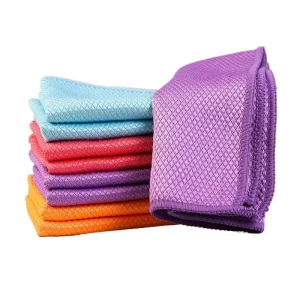 Factory Scratch Free Car Glass Window Polishing Dish Towel Microfiber Cleaning Cloths Absorbent Microfiber Fish Scale Towel