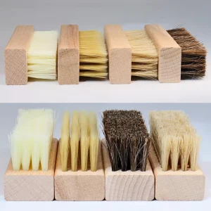Factory Shoe Cleaning Brush with Natural Bristles and Wood Handle