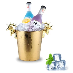 Factory Stainless Steel Unique Design Luxury 3 5L 12L Stainless Steel Ice Bucket Champagne Beer 3color Metal Bucket