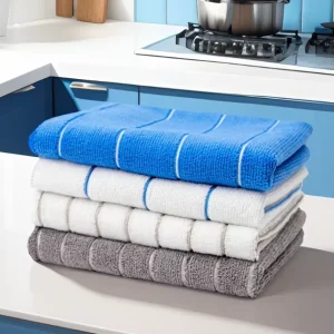 Factory Striped Microfiber Cleaning Cloth Lint Free Super Absorbent Wiping Rag Reusable Household Cleaning Towel