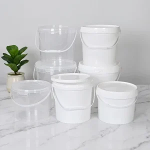 Factory Supply 500ml-5L Plastic Round Buckets With Lids and Handle Food Grade Packing Bucket