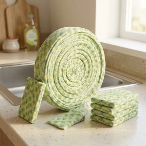 Factory Supply Kitchen Cleaning Woven Fabric Sponge Scourer Raw Material Cloth in Roll