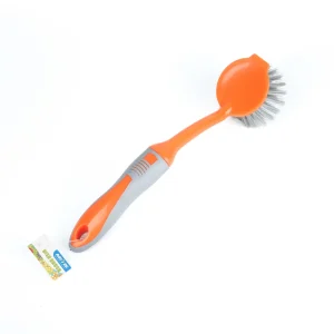 Factory Supply Long Handle Plastic Pan and Pot Brush with Nylon Bristles for Sink, Dish, and Bowl Cleaning