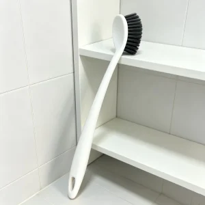 Factory Supply White Plastic Long-Handle Toilet Bowl Brush with Stiff Bristles
