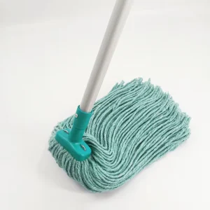 Fade Resistant Green Cotton Wet Mop Durable Plastic Clamping Structure Industrial Floor Mopping Tool