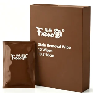 Faduo Eco friendly Packaging Customized White Non woven 10.5*18cm 42.8gsm Clothes Stain Removal Wet Wipes