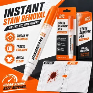 Fast Acting Fabric Stain Remover Pen for Clothing Portable Cleaner for Coffee Wine Sauce Grease Makeup and Travel Use