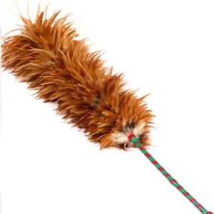 Feather Duster with Flexible Portable Long Fixed Bamboo Handle for Home Furniture and Auto Dusting