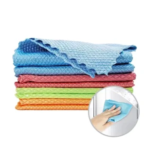Fish Scale Microfiber Glass and Window Cleaning Cloth Streak-Free Lint-Free Polishing Towel Quick-Dry for Kitchen and Home