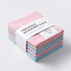 Fish Scale Microfiber Streak-Free Lint-Free Polishing Towel for Kitchen Window Glass Mirror Car and Home