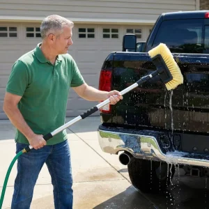 Five Sided Tap Connected Car Detailing Wash Brush Anti Swirl Soft Bristle Telescopic Aluminum Pole Cleaner ES2780 1.4 3M