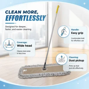 Flat Dust Mop for Commercial and Household Hard Surfaces