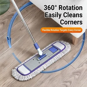 Flat Mop 55cm Extra Large Head 360 Degree Rotating Microfiber Dust Mop Wet Dry Dual Use for Home Lobby Office Floor