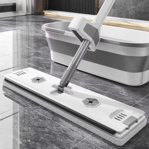 Flat Mop for Home Use with Hands-Free Washing and Super Absorbent Pad