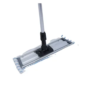 Flat Mop for Hospital, House and Industrial Use with Steel Handle, Wringer, Microfiber Pad and Trolley