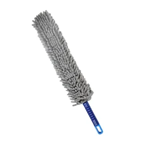 Flexible Chenille Duster with Blue Handle and Soft Microfiber Head for Ceiling Fans, Corners and High Surfaces