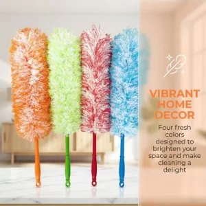 Flexible Electrostatic Microfiber Duster with Round Head and Handle Model T019 for Household Dusting and Ceiling Fans