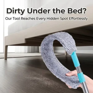 Flexible Washable Microfiber Under-Bed Gap Duster with Stainless Steel Handle