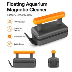Floating Aquarium Magnetic Cleaner with Dual-Sided Fish Tank Glass Brush and Scraper