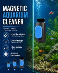 Floating Magnetic Aquarium Glass Cleaner with Scraper Strong Magnet Algae Remover for Fish Tank Cleaning OEM ODM EcoFriendly