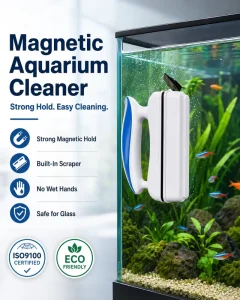 Floating Magnetic Double-Sided Aquarium Glass Cleaner for Fish Tank Algae