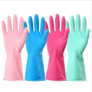 Flock-Lined Household Rubber Cleaning Gloves