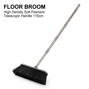 Floor Broom Soft Bristle PP Stainless Steel Telescopic Handle 115cm Household Sweeping Tool