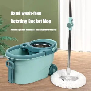 Floor Cleaning Durable Two Mop Heads 360 Degree Rotatable Magic Rotating Microfiber Spinning Mops Buckets with Wheels