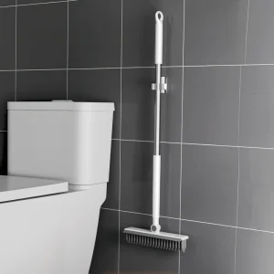Floor Crevice Scrubber with Nylon Bristles, Long Handle, for Bathroom Walls, Toilets, and Tiles