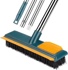 Floor Scrub Brush 2 In1 Floor Rubber Cleaning Ground Brush with Comb Teeth and Squeegee Cleaning Brushes Kitchen Broom