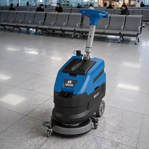 Floor Scrubber Dryer for Home and Commercial Use, Compact Walk-Behind Cleaner