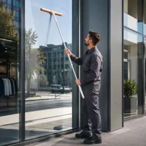 Floor Window Squeegee Microfiber Cloth Included 50cm Wide 360 Swivel Flexible Rubber Blade Adjustable Handle