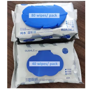 Flushable Adult Toilet Wipes Nonwoven Organic & Eco-Friendly Fragrance Free Customized Logo Cleansing Wet Wipes 40/80 Count