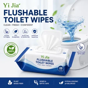 Flushable Biodegradable Spunlace Alcohol Free Compostable Wet Wipes Eco Friendly Household Cleaning Wipes