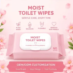 Flushable Toilet Wipes with Aloe Vera Plant Based Eco Friendly Ideal for Travel Camping Customizable Packaging OEM Private Label