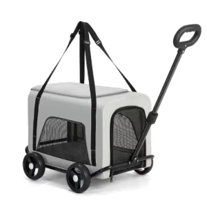 Foldable Aluminum Pet Trolley Cart Compact Easy Store Lightweight Stroller for Small Medium Pets Trip Daily Outing