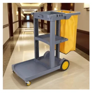 Foldable Grey Hotel Room Janitor Cart Set Multipurpose Cleaning Trolley Utility Cars with Oxford Cover for Kitchen Use