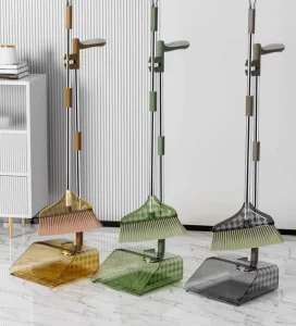 Foldable Handheld Sustainable Plastic Broom and Dustpan Set with Soft Bristles for Household Floor Cleaning and Mop Use