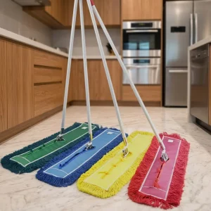 Foldable Lightweight Multi-Size Color-Coded Dust Mop with Telescopic Handle for Home and Office Use
