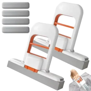 Foldable Mini Mop Set with 4 Replacement Pads Plastic Pole Clean Quickly Keep Tidy for Kitchen Bathroom Tile Glass Surfaces
