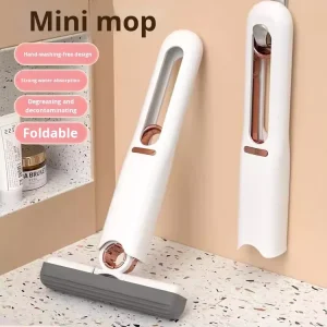 Foldable Swivel Mini Head Sponge Mop Plastic Basket Self Wringer 90% 100% Dehydration Fast Absorption Reusable Durable PVA