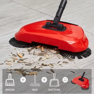 Foldable Telescopic 24-Inch Manual 360° Rotating Plastic Push Broom Sweeper