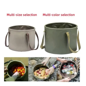 Foldable Waterproof Camping Bucket Two Sizes PP Handle for Car Washing Beach Fishing Leakproof Storage Tub