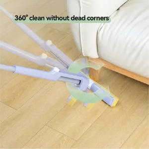 Folding Hands-Free Squeeze Sponge Mop with Automatic Wrap and Under-Cabinet Reach