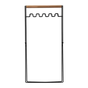 Folding Iron Wood Trash Rack Portable Bag Holder Stand Camping Kitchen Outdoor Household Garden Picnic