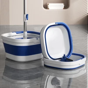 Folding Rotating Steel Mop with Clean and Dirty Water Separation and Automatic Spin