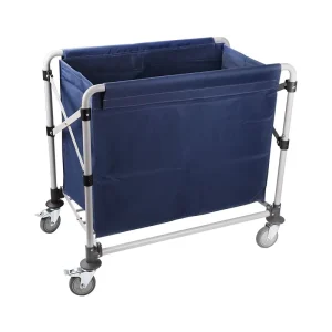Folding Stainless Steel Linen Cart Universal Wheels Printed Logo Available Hotel Room Dry Wet Classification Laundry Cleaning