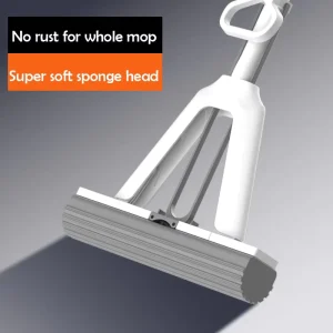 Folding Wide Roll PVA Sponge Head Mop Steel Rod High Drying Rate Floor Cleaning Sponge Mop