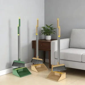 Folding Windproof Broom and Dustpan Set With Long Handle