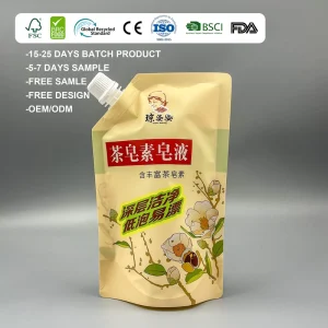 Food-Grade Eco-Friendly Resealable Spout Pouch, 500 mL/1 L, for Laundry Detergent, Shampoo, and Hand Soap Refill